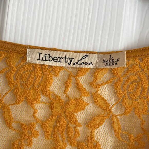 Liberty Love mustard yellow duster cardigan lace Large - Picture 3 of 5